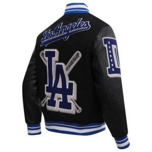 Los Angeles Dodgers Mashup Wool Leather Varsity Jacket Black 2