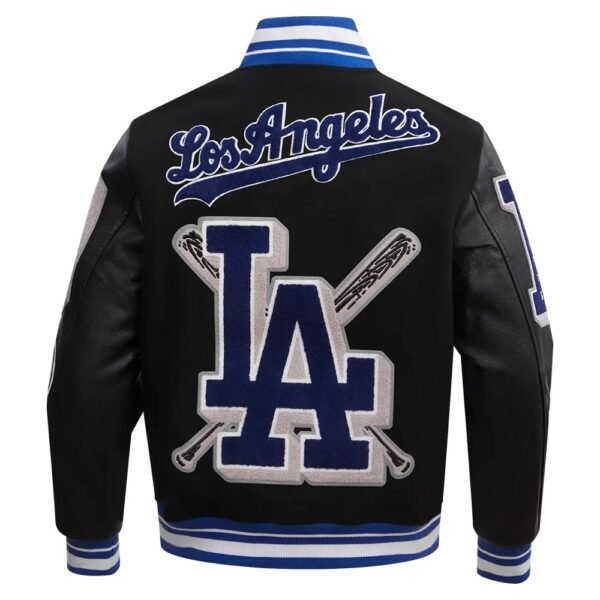 Los Angeles Dodgers Mashup Wool Leather Varsity Jacket Black 3