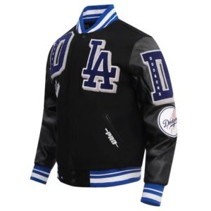 Los Angeles Dodgers Mashup Wool Leather Varsity Jacket Black 4