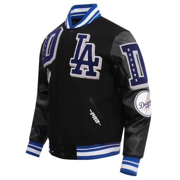 Los Angeles Dodgers Mashup Wool Leather Varsity Jacket Black 4