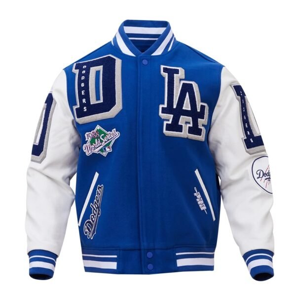 Los Angeles Dodgers Mashup Wool Leather Varsity Jacket BlueWhite 1