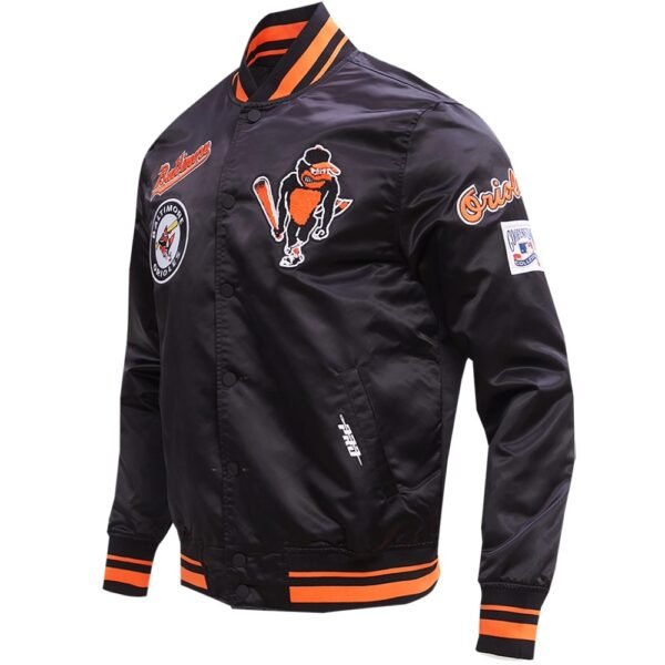 Mens Baltimore Orioles Baseball Team Players Satin Varsity Jacket Black 2