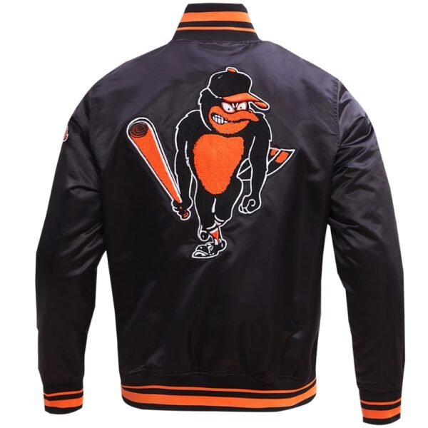 Mens Baltimore Orioles Baseball Team Players Satin Varsity Jacket Black 3