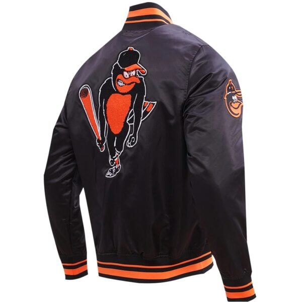 Mens Baltimore Orioles Baseball Team Players Satin Varsity Jacket Black 4
