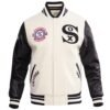Mens Chicago White Sox Retro Classic White Black Wool Varsity Jacket 1