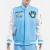 Milwaukee Brewers Pro Standard Wool Leather Varsity Jacket Sky BlueWhite 1