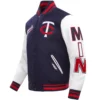 Minnesota Twins Pro Standard Wool Leather Varsity Jacket NavyWhite 1