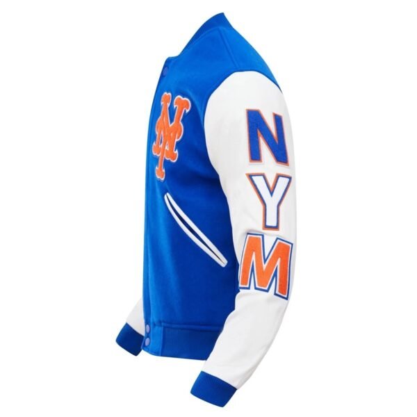 New York Mets Classic BlueWhite Wool Leather Varsity Jacket 2