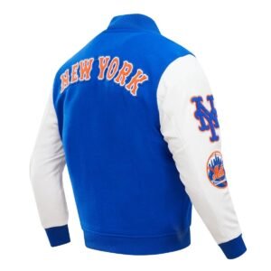 New York Mets Classic BlueWhite Wool Leather Varsity Jacket 3