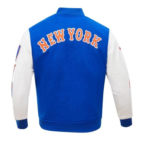 New York Mets Classic BlueWhite Wool Leather Varsity Jacket 4