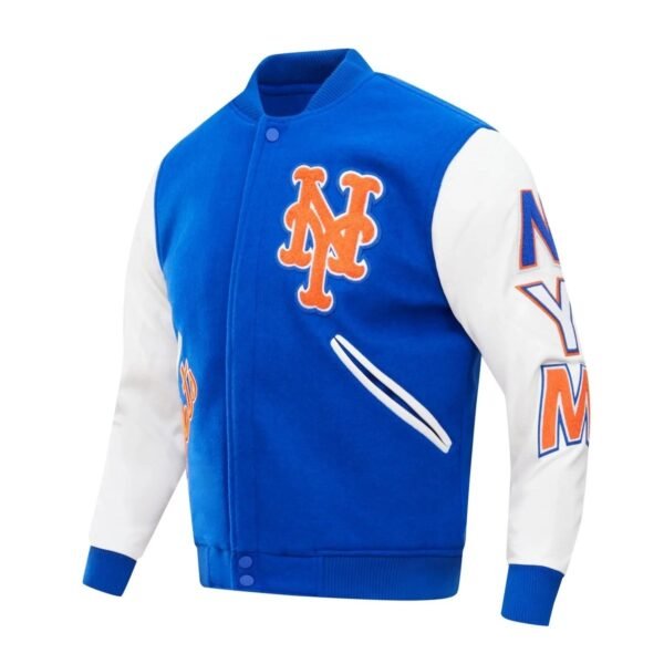 New York Mets Classic BlueWhite Wool Leather Varsity Jacket 5