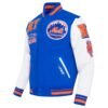 New York Mets Mashup Wool Leather Varsity Jacket BlueWhite 1