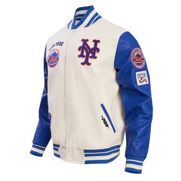 New York Mets Retro WhiteBlue Classic Wool Leather Varsity Jacket 1
