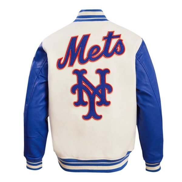 New York Mets Retro WhiteBlue Classic Wool Leather Varsity Jacket 4