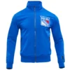 New York Rangers Pro Standard Classic Chenille DK Blue Full Zip Varsity Jacket 1