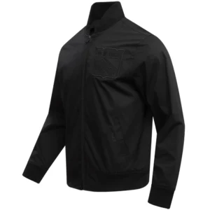 New York Rangers Pro Standard Neutral Twill Black Full Zip Varsity Jacket 2