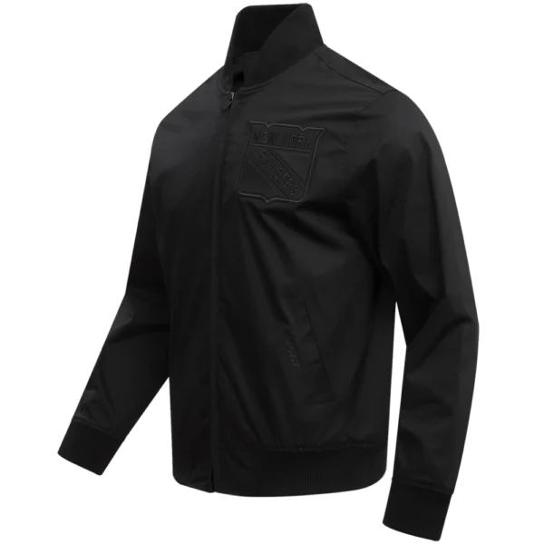 New York Rangers Pro Standard Neutral Twill Black Full Zip Varsity Jacket 2