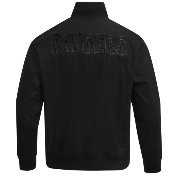 New York Rangers Pro Standard Neutral Twill Black Full Zip Varsity Jacket 3