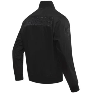 New York Rangers Pro Standard Neutral Twill Black Full Zip Varsity Jacket 4