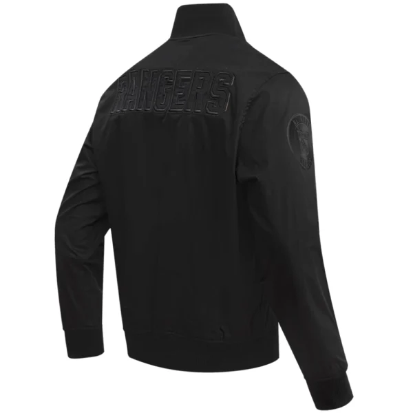 New York Rangers Pro Standard Neutral Twill Black Full Zip Varsity Jacket 4