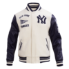 New York Yankees Retro Classic WhiteBlack Wool Leather Varsity Jacket 1