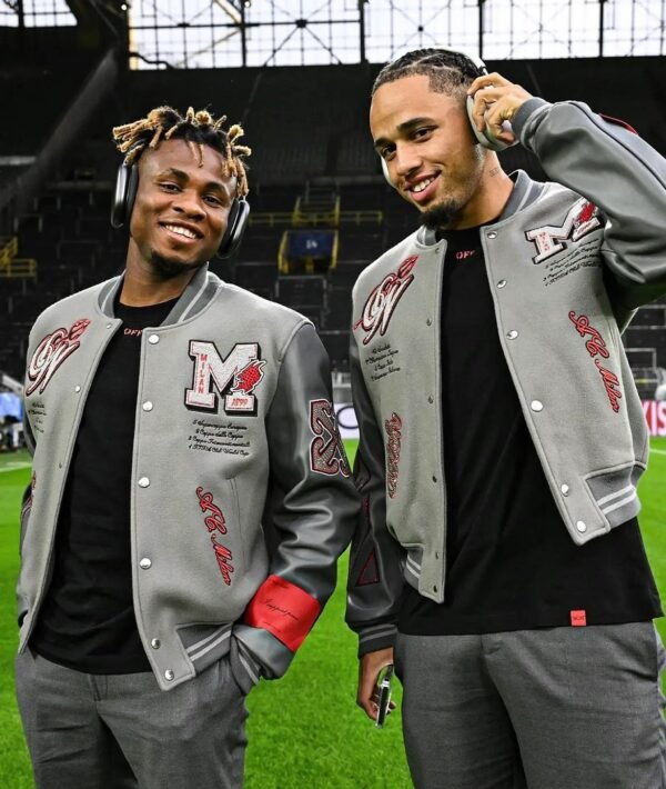 Off White Ac Milan Grey Wool Leather Varsity Jacket 2