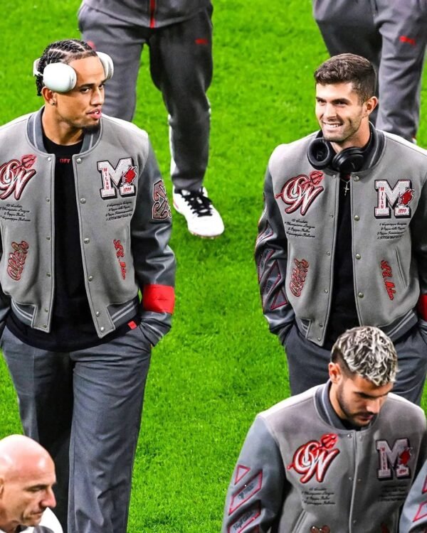 Off White Ac Milan Grey Wool Leather Varsity Jacket 4