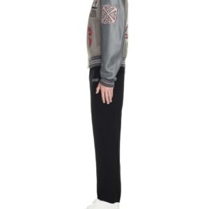 Off White Ac Milan Grey Wool Leather Varsity Jacket 8