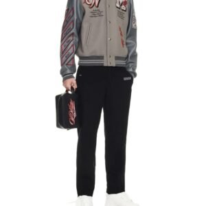 Off White Ac Milan Grey Wool Leather Varsity Jacket 9