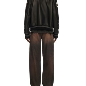 Off White Black Varsity Leather Jacket 2