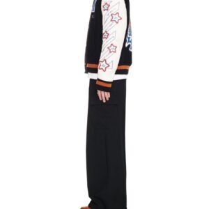 Off White Black Wizard Wool Leather Varsity Jacket 4