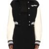 Off White Blackwhite Wool Leather Cropped Varsity Jacket 1