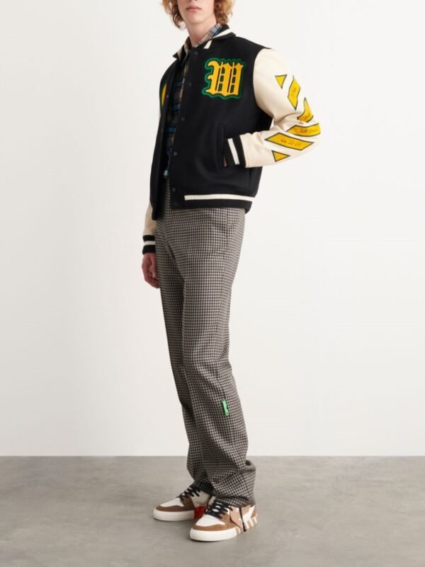 Off White Graphics Wool Leather Varsity BlackWhite 1