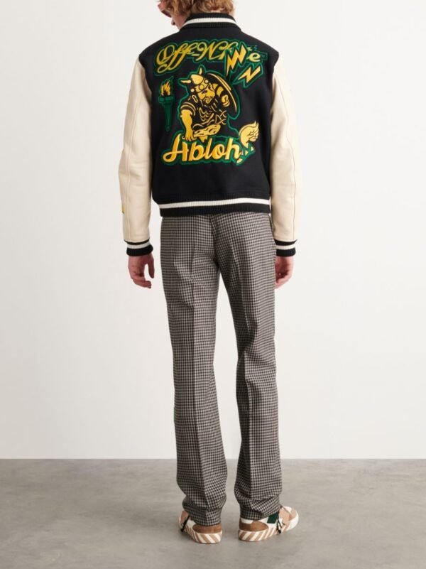 Off White Graphics Wool Leather Varsity BlackWhite 3