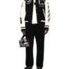 Off White LeatherWool Black Off White Varsity Jacket 1