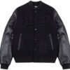 Paper Planes Triple Black Wool and Leather Varsity Jacket 1