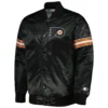 Philadelphia Flyers Starter Pick Roll Full Snap Black Satin Varsity Jacket 1