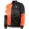 Philadelphia Flyers Starter The Leader Satin Varsity BlackOrange Jacket 1