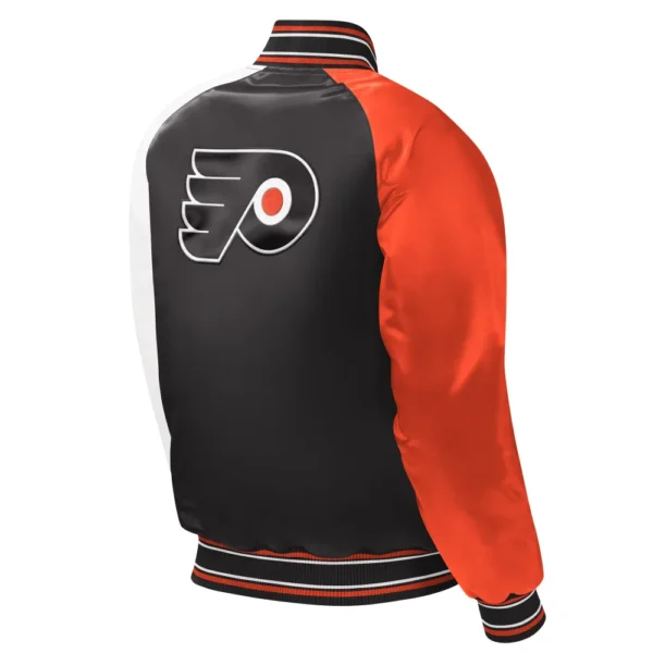 Philadelphia Flyers Starter Youth Raglan Satin Black Varsity Jacket 2