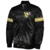 Pittsburgh Penguins Starter Pick Roll Satin Varsity Black Jacket 1