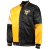 Pittsburgh Penguins Starter The Leader Satin Varsity Black Yellow Jacket 1