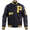 Pittsburgh Pirates Old English Black Wool Leather Varsity Jacket 1