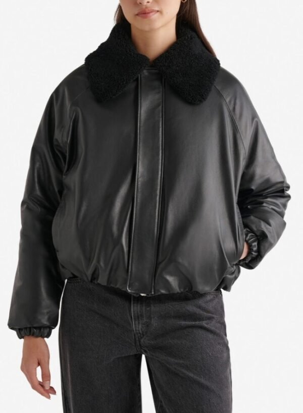 Roots Black Leather Bubble Jacket 1