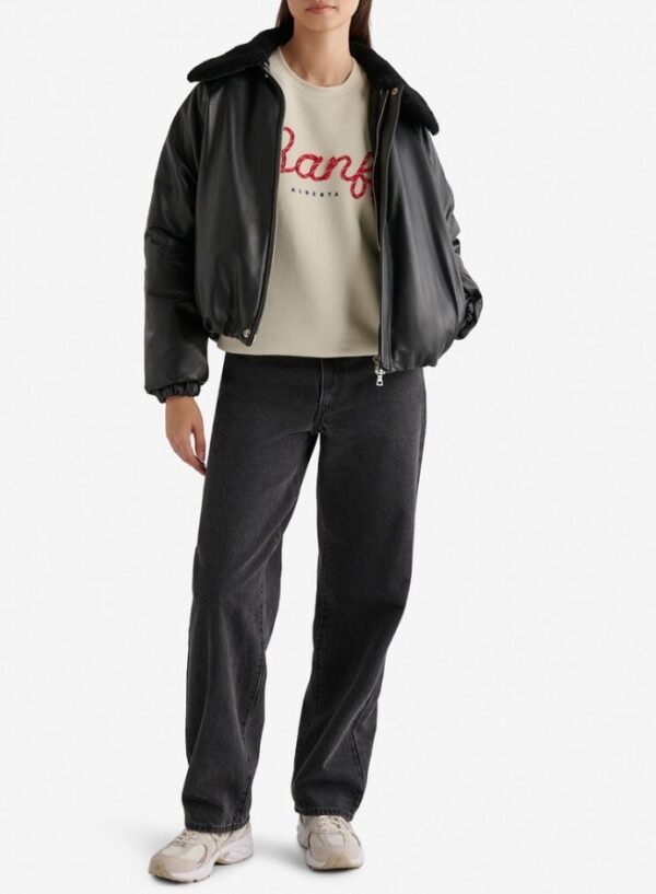 Roots Black Leather Bubble Jacket 2