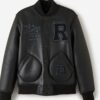 Roots Shearling Varsity Black Leather Jacket 1