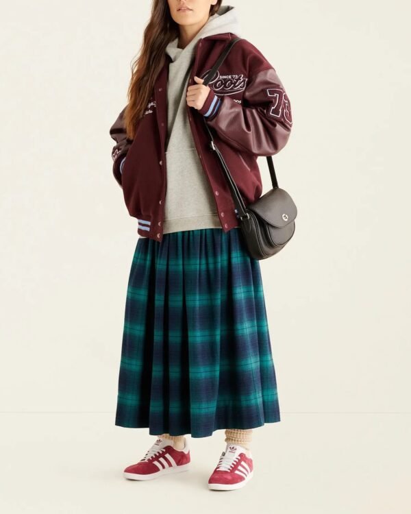 Roots Sporting Goods Wool Leather Maroon Varsity Jacket 10