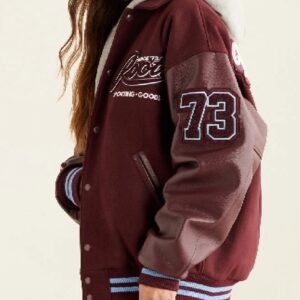 Roots Sporting Goods Wool Leather Maroon Varsity Jacket 3