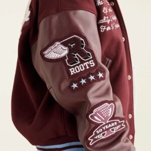 Roots Sporting Goods Wool Leather Maroon Varsity Jacket 4