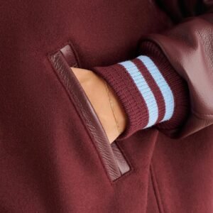 Roots Sporting Goods Wool Leather Maroon Varsity Jacket 7