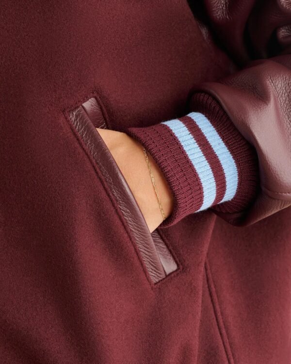 Roots Sporting Goods Wool Leather Maroon Varsity Jacket 7